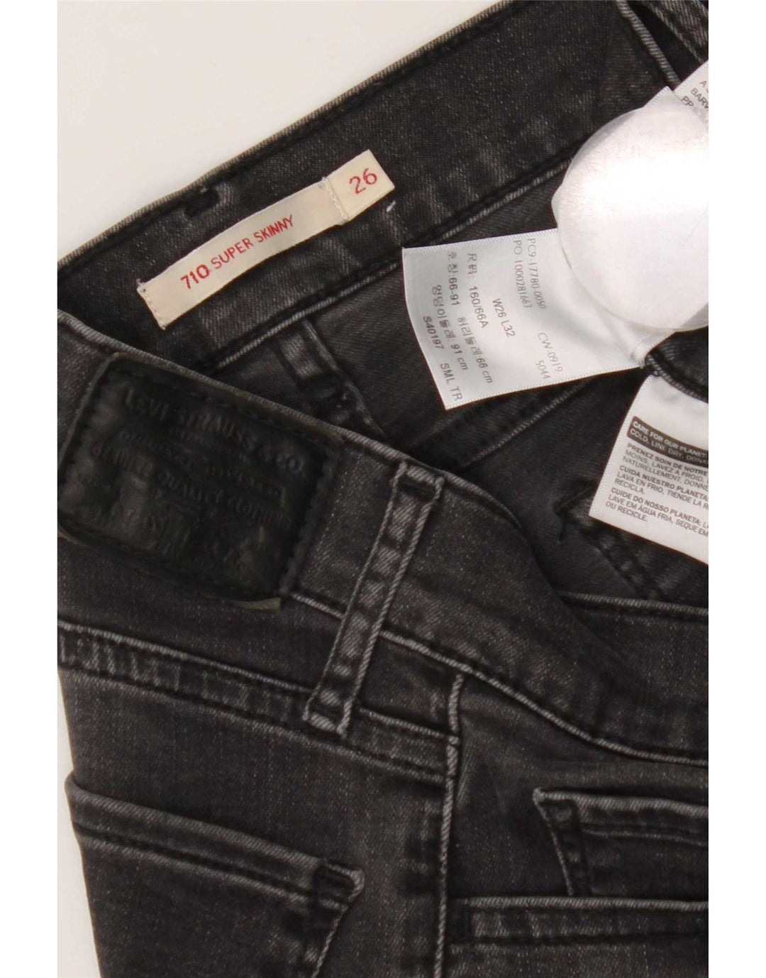 Levi's Womens 710 Super Skinny Jeans W26 L32 Grey Cotton