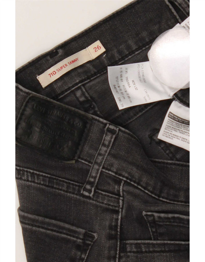 Levi's Womens 710 Super Skinny Jeans W26 L32 Grey Cotton