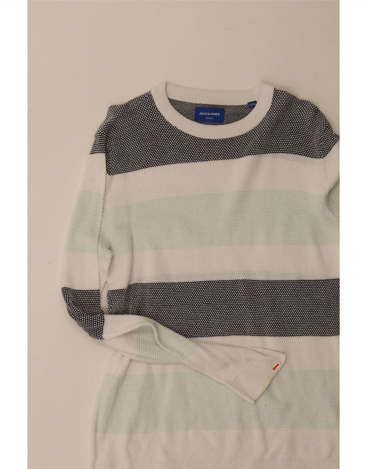 JACK & JONES Mens Crew Neck Jumper Sweater Small Multicoloured Striped Vintage Jack & Jones and Second-Hand Jack & Jones from Messina Hembry 