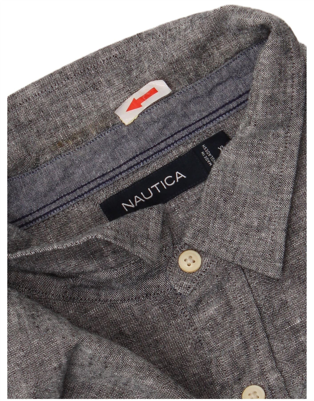 Nautica Mens Shirt XL Grey Flecked Linen
