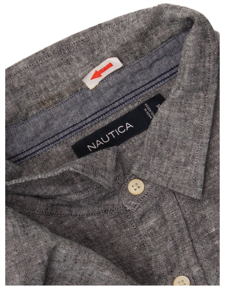 Nautica Mens Shirt XL Grey Flecked Linen