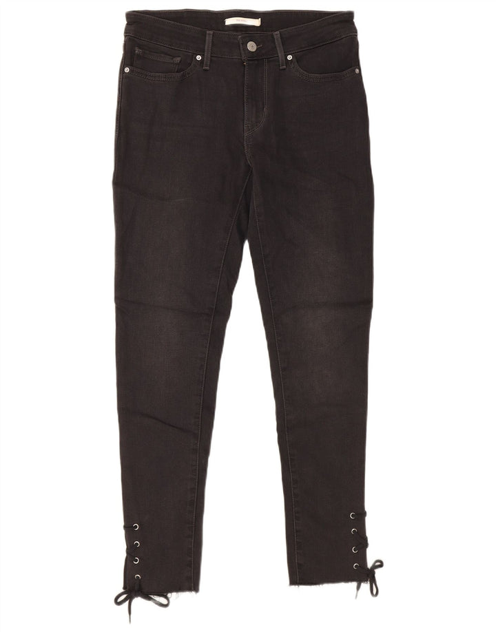 LEVI'S Womens 711 Skinny Jeans W28 L27 Black Cotton