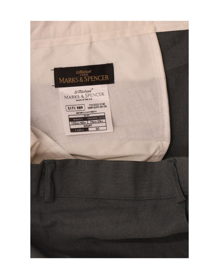Marks & Spencer Mens Straight Chino Trousers W40 L29  Grey Polyester