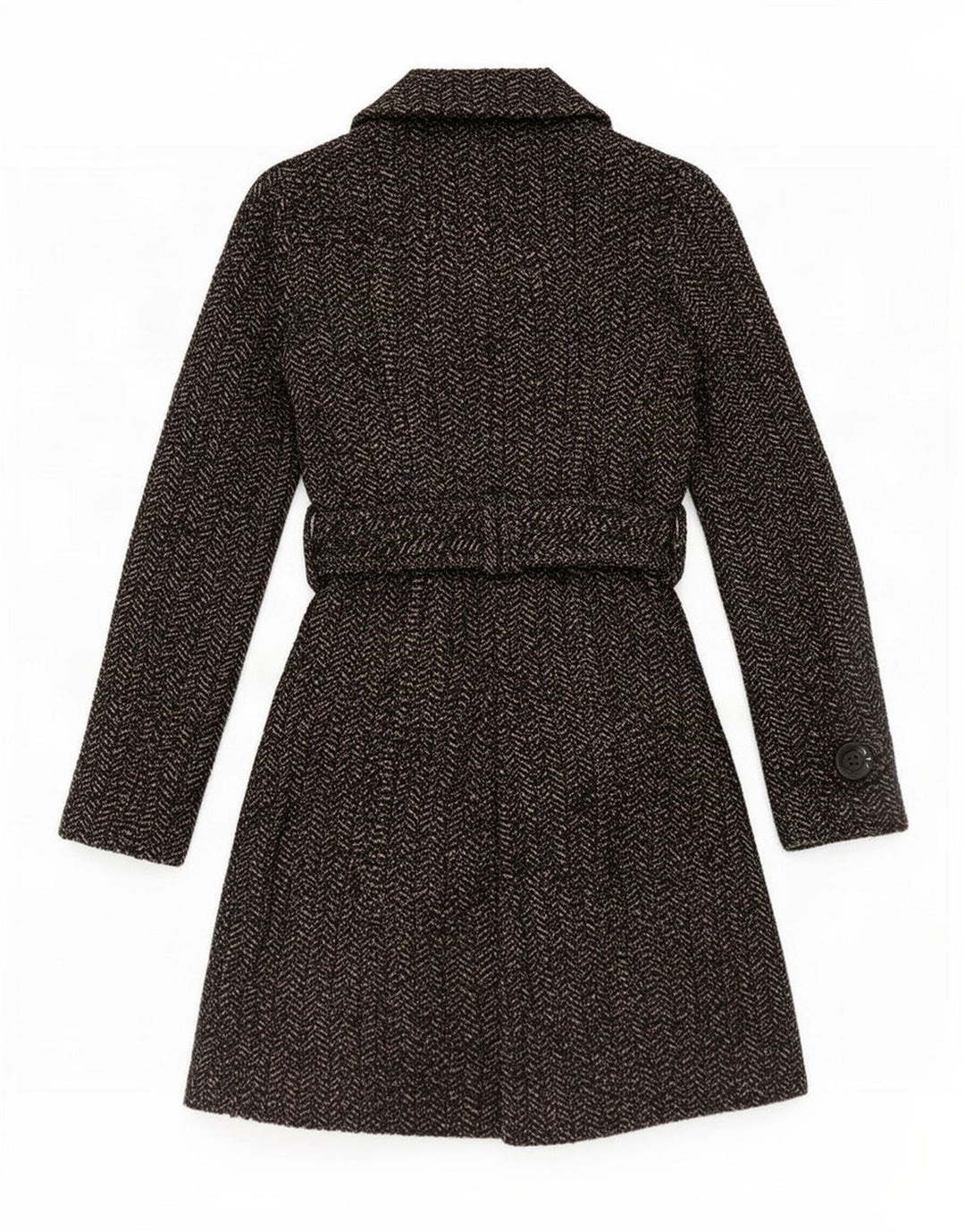 Zara Womens Double Breasted Coat UK 10 Small Grey Herringbone