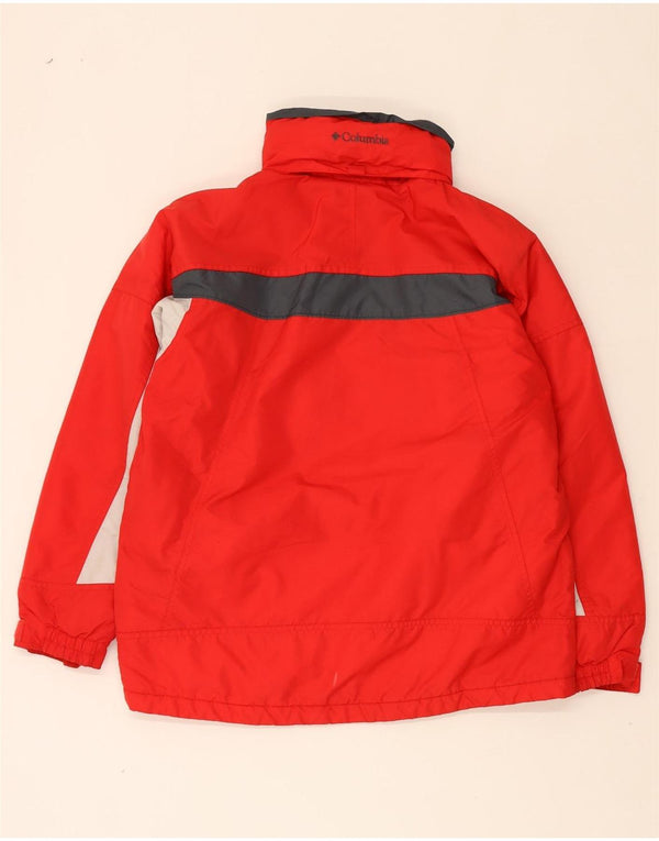 Columbia Boys Hooded Windbreaker Jacket 14-15 Years Red Colourblock
