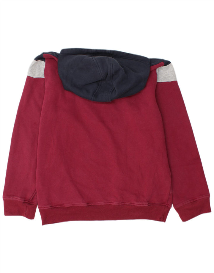 UMBRO Mens Hoodie Jumper XL Burgundy Colourblock Cotton