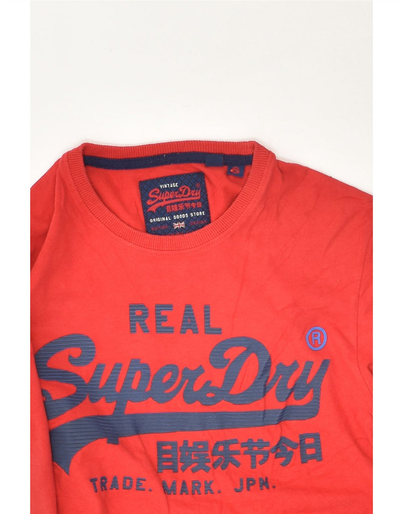 SUPERDRY Mens Graphic Top Long Sleeve Small Red Cotton | Vintage Superdry | Thrift | Second-Hand Superdry | Used Clothing | Messina Hembry 