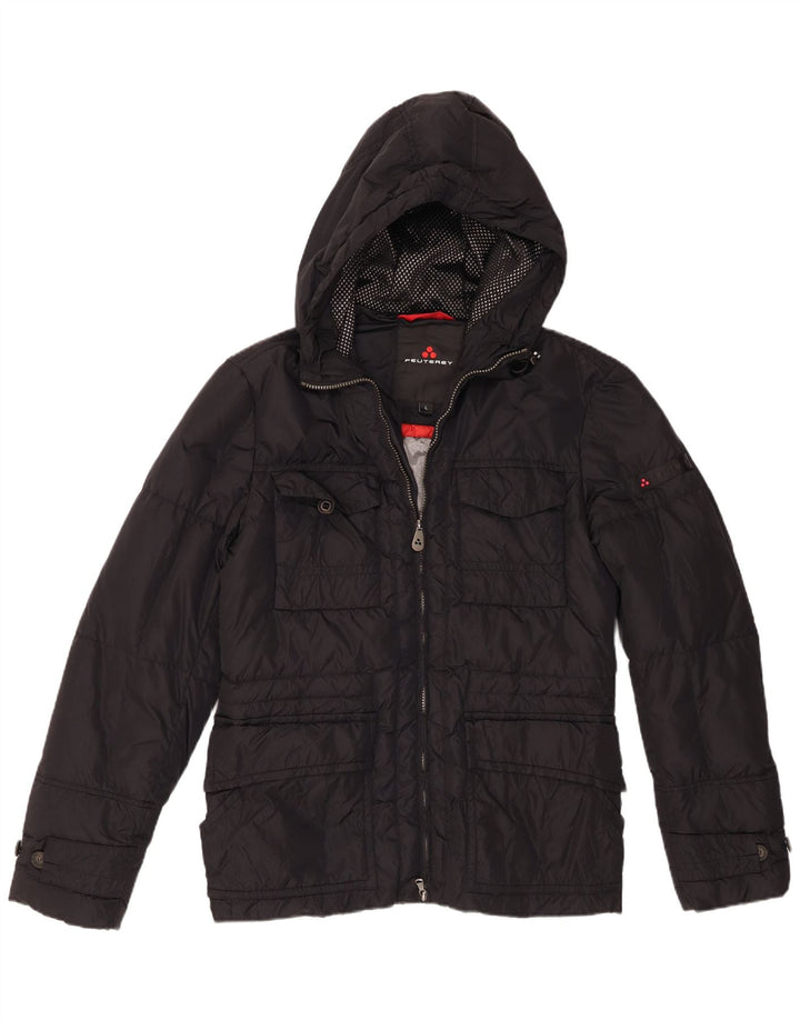 PEUTEREY Mens Hooded Padded Jacket UK 40 Large Black Polyamide