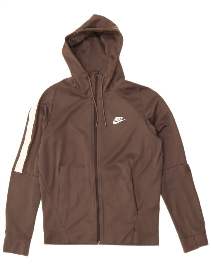 Nike Mens Zip Hoodie Sweater Small Grey Colourblock Cotton