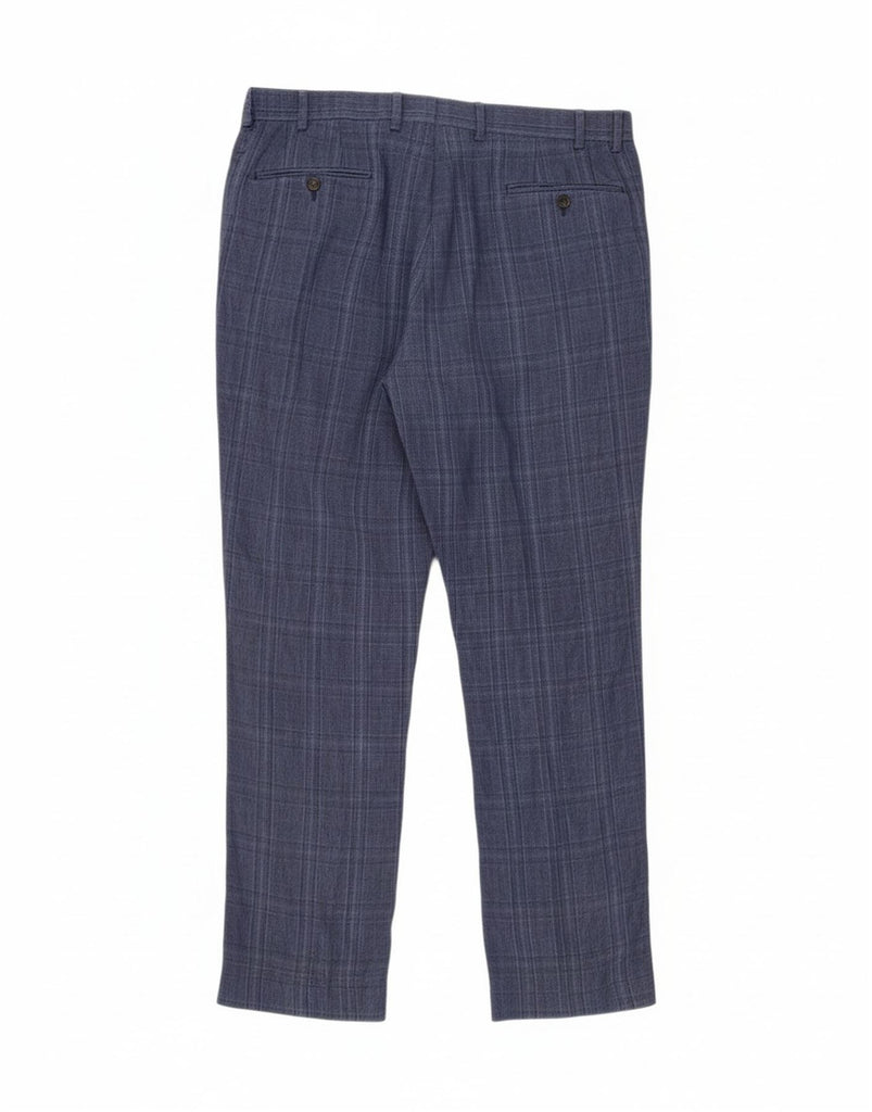 RALPH LAUREN Mens Straight Suit Trousers W36 L32 Blue Check Linen Vintage Ralph Lauren and Second-Hand Ralph Lauren from Messina Hembry 