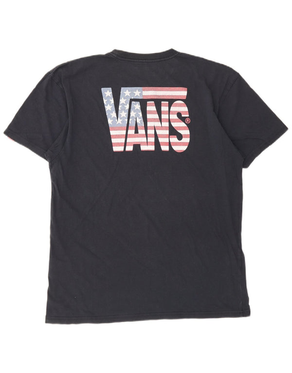 Vans Mens Graphic T-Shirt Top Large Navy Blue Cotton