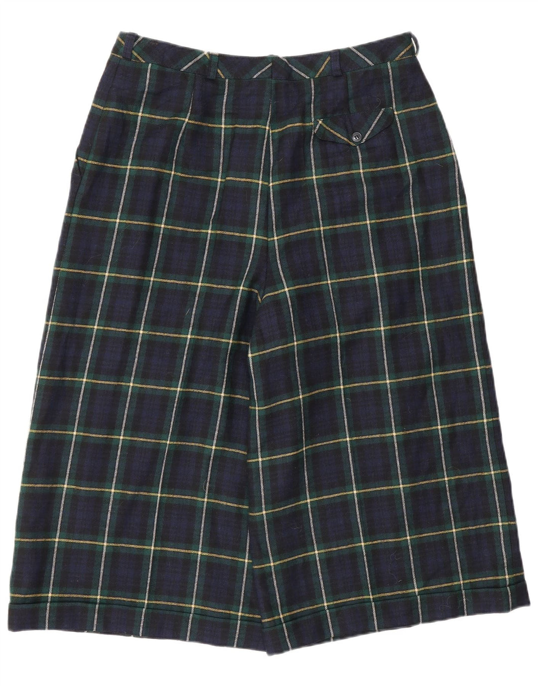 Vintage Womens High Waist Bermuda Shorts EU 42 Large W30 Navy Blue Check