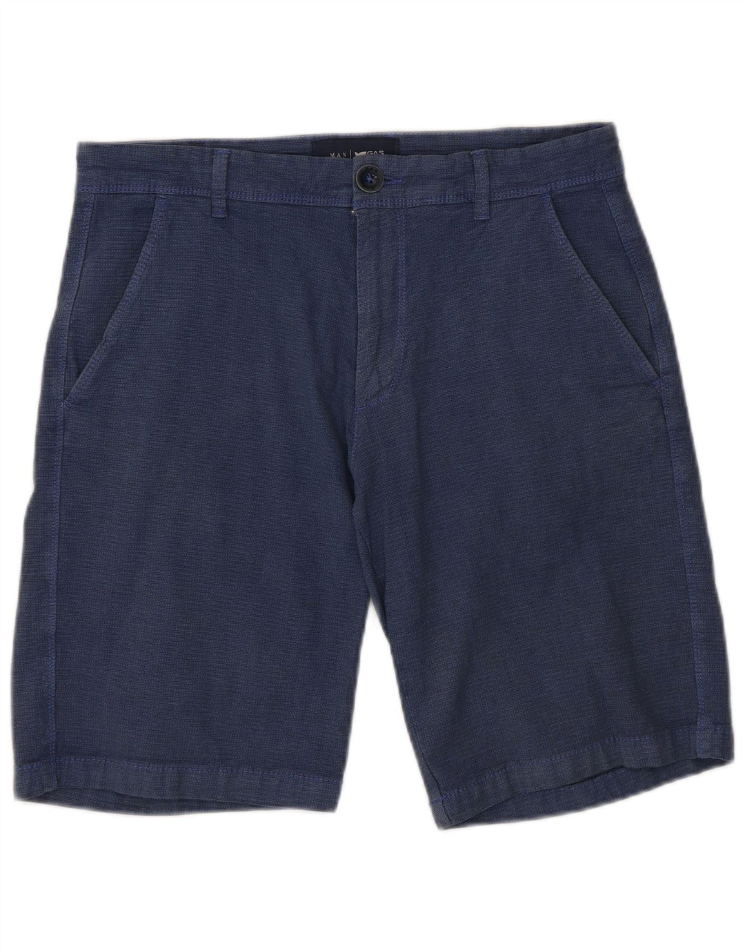 Gas Mens Chino Shorts W30 Medium Navy Blue Cotton