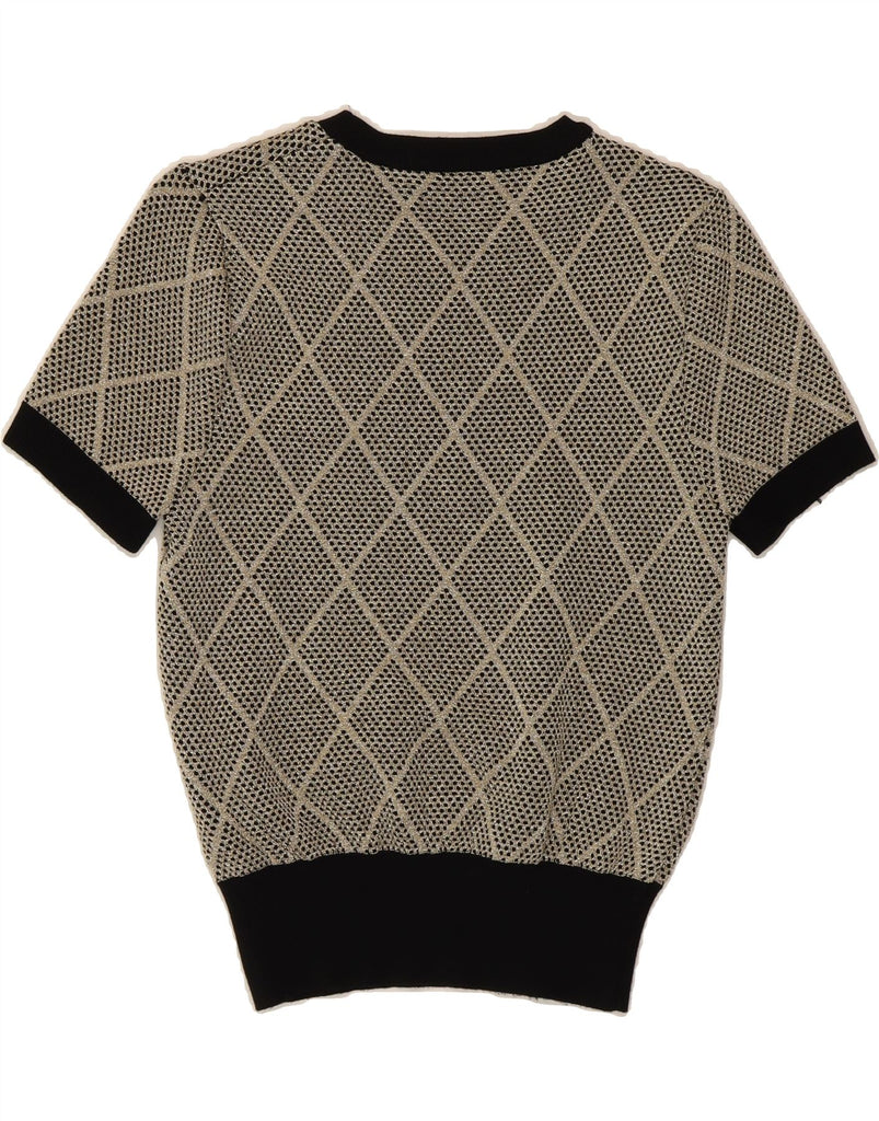 ZARA Womens Crew Neck Jumper Sweater UK 10 Small Grey Argyle/Diamond Vintage Zara and Second-Hand Zara from Messina Hembry 