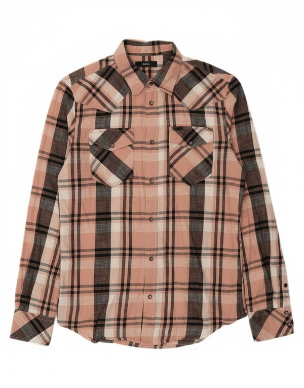 Diesel Mens Flannel Shirt Large Pink Check Cotton