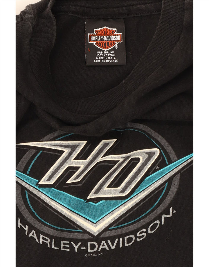 HARLEY DAVIDSON Mens Graphic T-Shirt Top Large Black Cotton Motorcycle Vintage Harley Davidson and Second-Hand Harley Davidson from Messina Hembry 