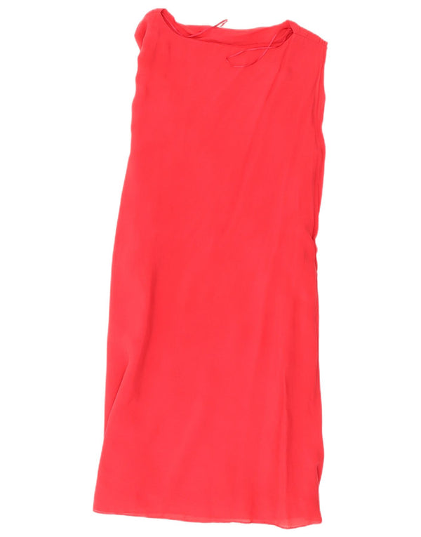 Biba Womens Sleeveless Sheath Dress UK 14 Medium Red Silk