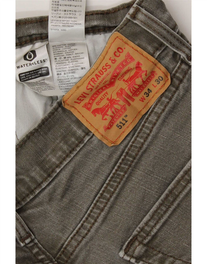Levi's Mens 511 Slim Jeans W34 L30 Brown Cotton