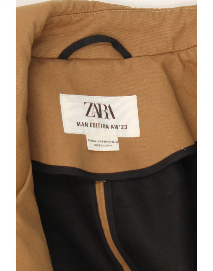 Zara Mens Overcoat UK 38 Medium Beige Polyester