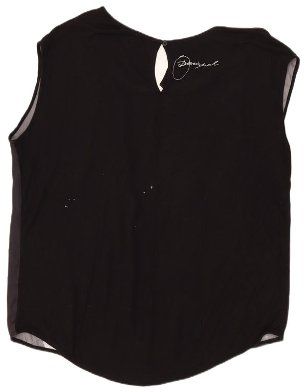 Desigual Womens Sleeveless Blouse Top UK 18 XL Black Floral