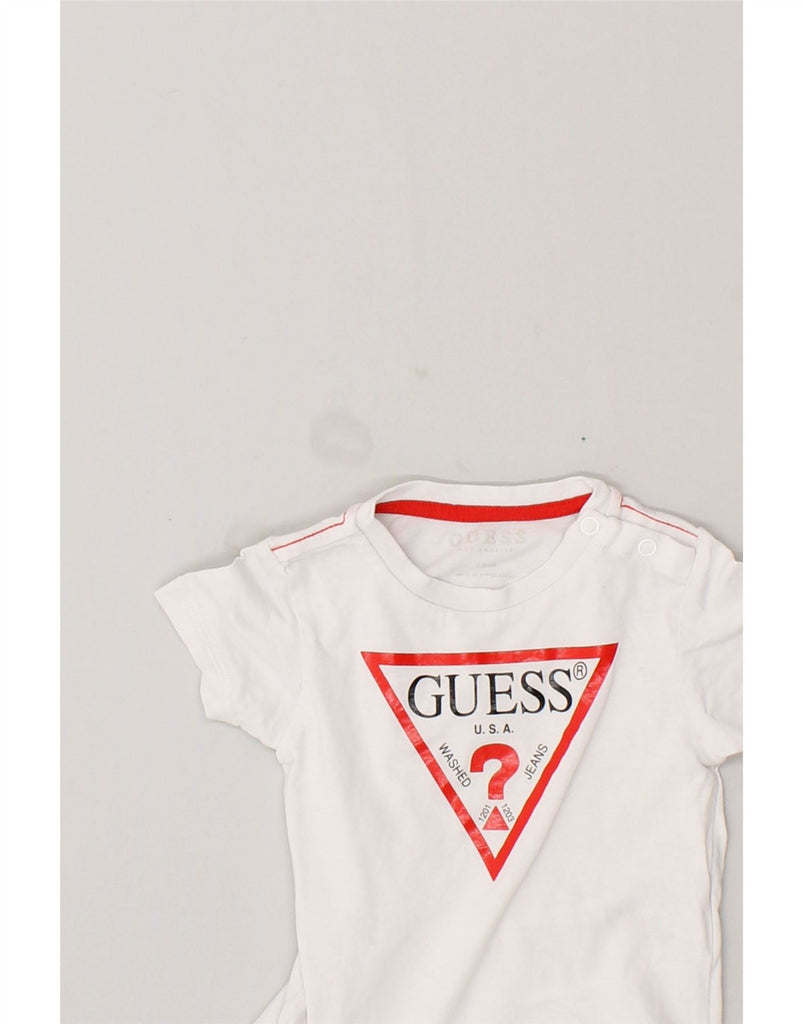 GUESS Baby Boys Graphic T-Shirt Top 9-12 Months White Cotton | Vintage Guess | Thrift | Second-Hand Guess | Used Clothing | Messina Hembry 