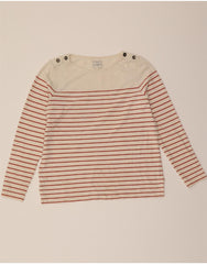 FAT FACE Womens Oversized Top Long Sleeve UK 10 Small Beige Striped Cotton