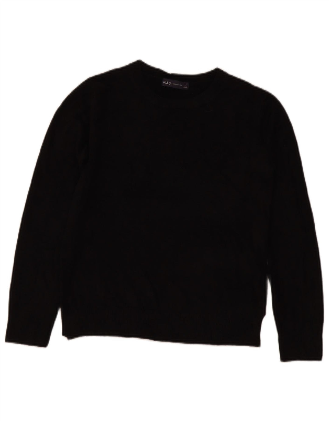 Marks & Spencer Womens Crew Neck Jumper Sweater UK 12 Medium Black Acrylic