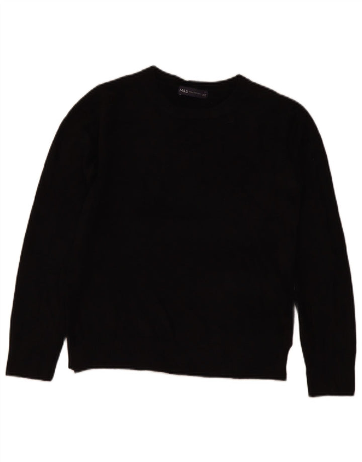 Marks & Spencer Womens Crew Neck Jumper Sweater UK 12 Medium Black Acrylic
