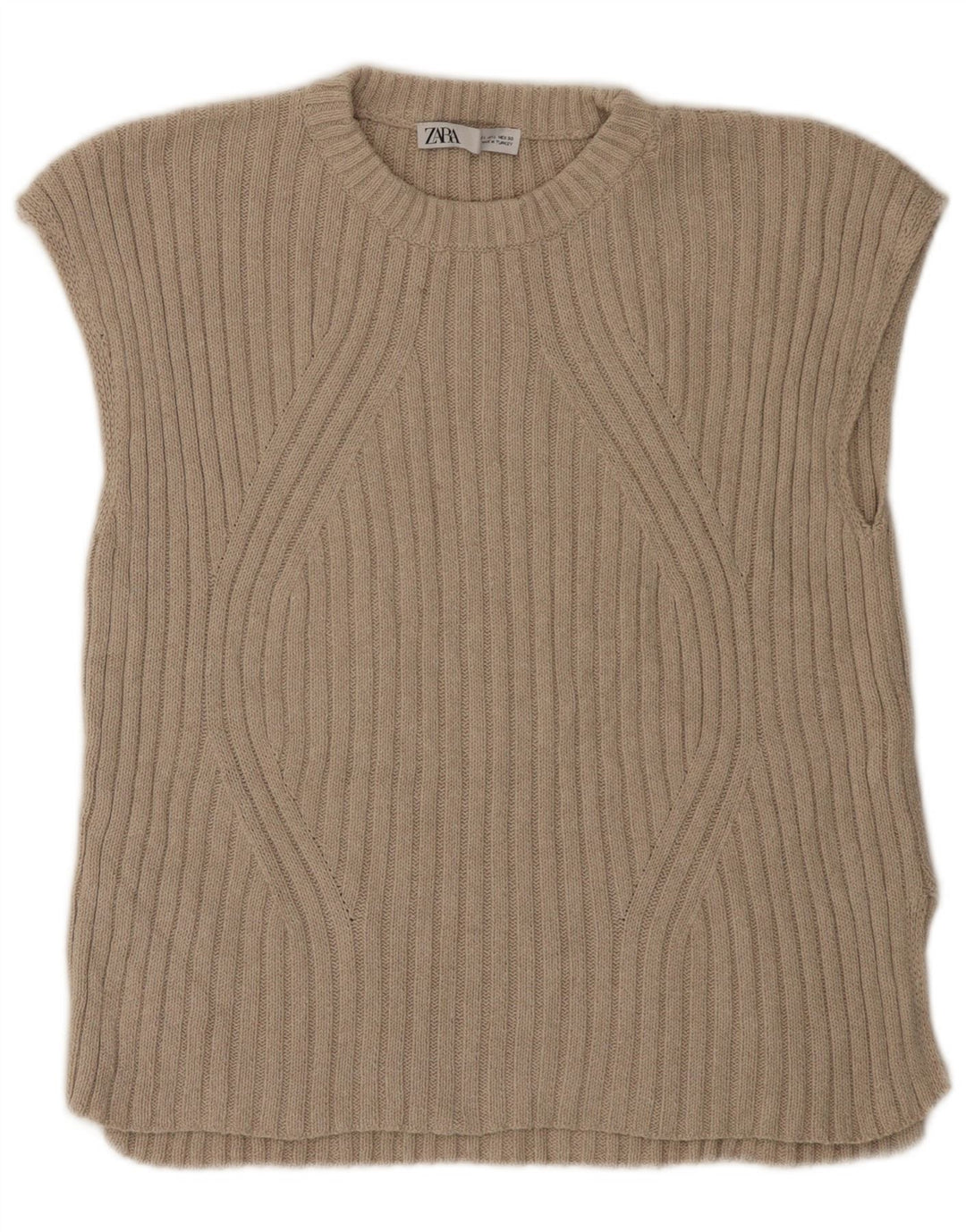 Zara Womens Vest Tank Top UK 16 Large Beige Polyester