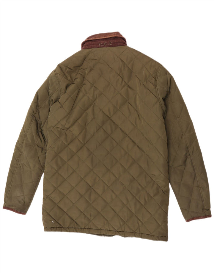 Crew Clothing Mens Quilted Jacket UK 38 Medium Green Polyester
