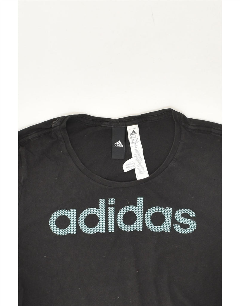 ADIDAS Womens Graphic T-Shirt Top UK 8/10 Small Black Cotton Vintage Adidas and Second-Hand Adidas from Messina Hembry 