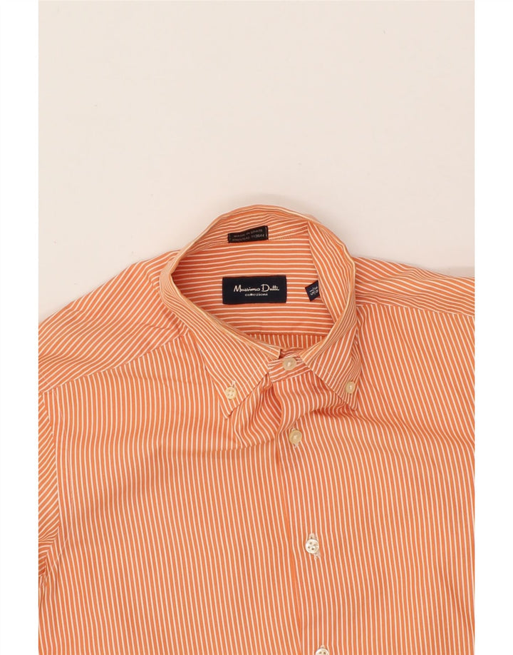 MASSIMO DUTTI Mens Shirt Size 38 15 Medium Orange Pinstripe Cotton Vintage Massimo Dutti and Second-Hand Massimo Dutti from Messina Hembry 