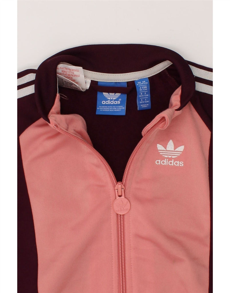 ADIDAS Baby Girls Graphic Tracksuit Top Jacket 9-12 Months Pink Vintage Adidas and Second-Hand Adidas from Messina Hembry 