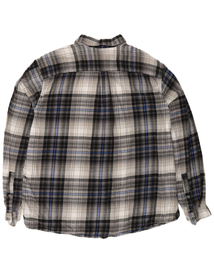 EDDIE BAUER Mens Classic Fit Flannel Shirt XL Grey Check Cotton