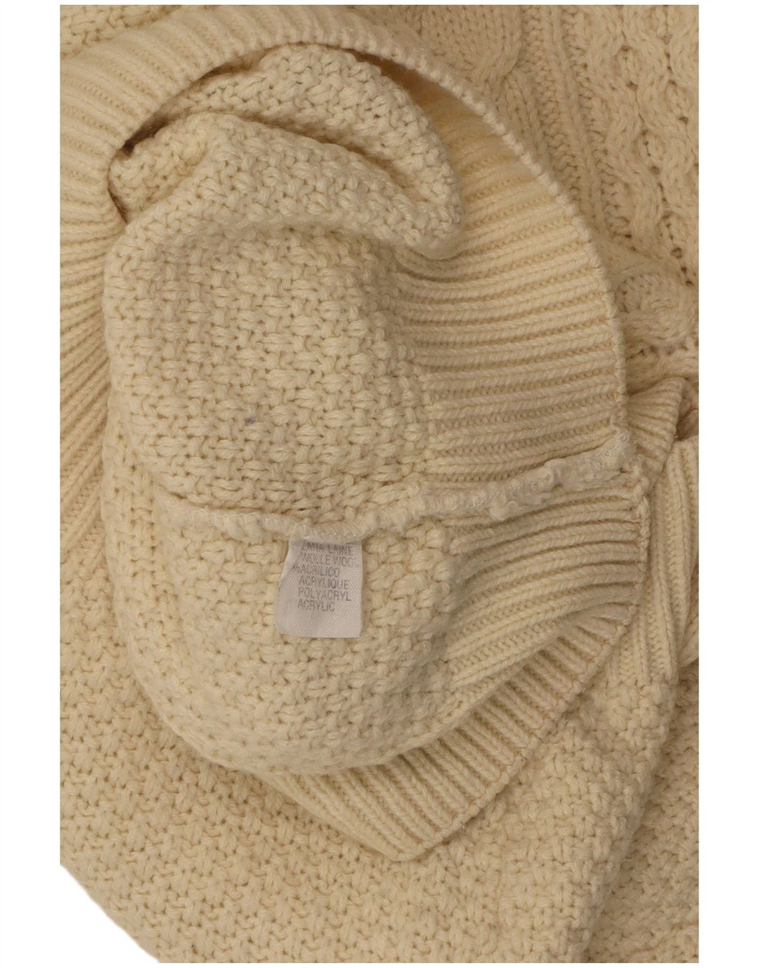 VINTAGE Womens Roll Neck Jumper Sweater UK 18 XL Off White Wool