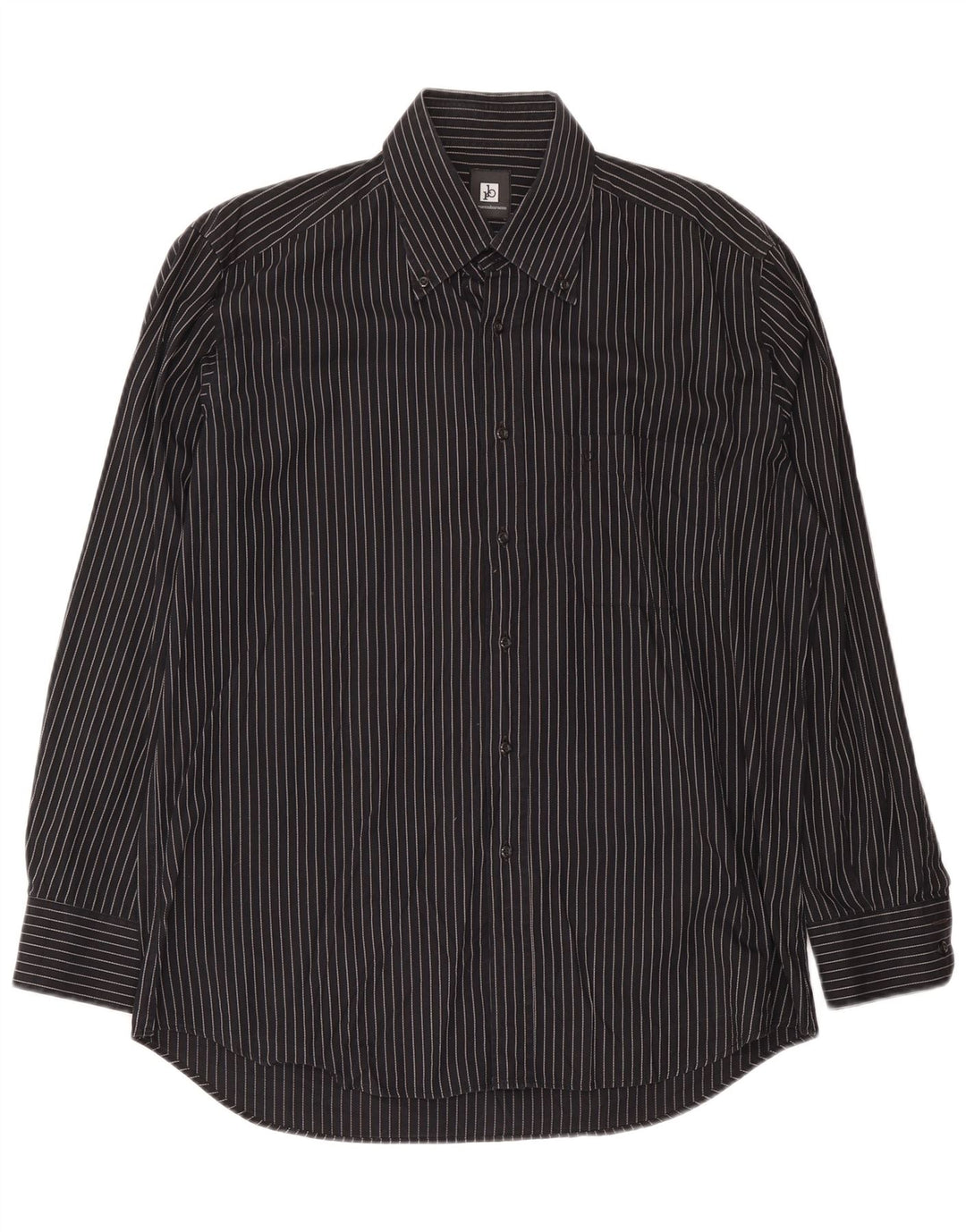 Roccobarocco Mens Shirt Size 17 43 XL Black Striped Cotton