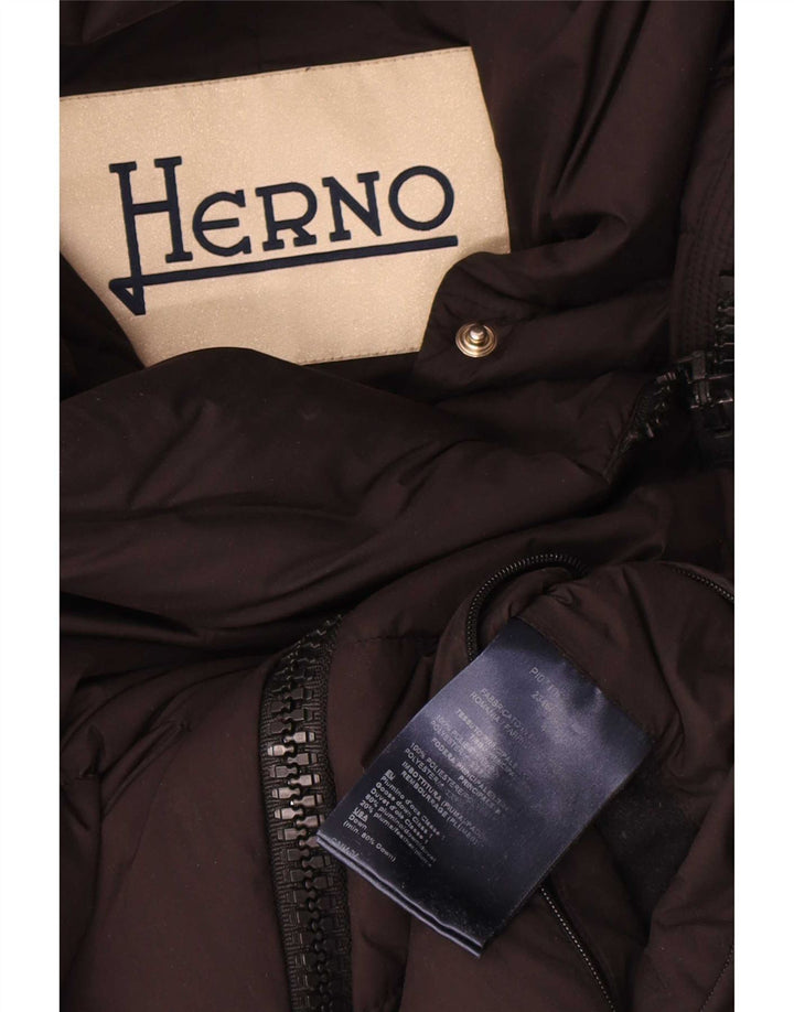 Herno Womens Hooded Padded Jacket IT 44 Medium Black Polyester