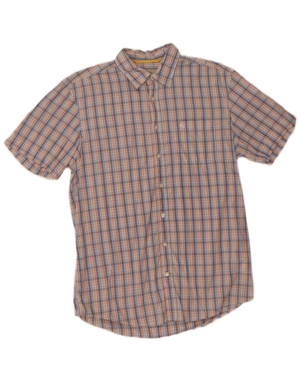 Camel Active Mens Short Sleeve Regular Fit Shirt Medium Blue Check Cotton