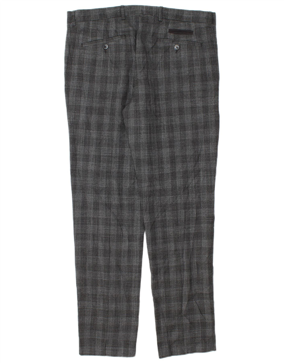 Penguin Mens Straight Suit Trousers W34 L30 Grey Check Polyester
