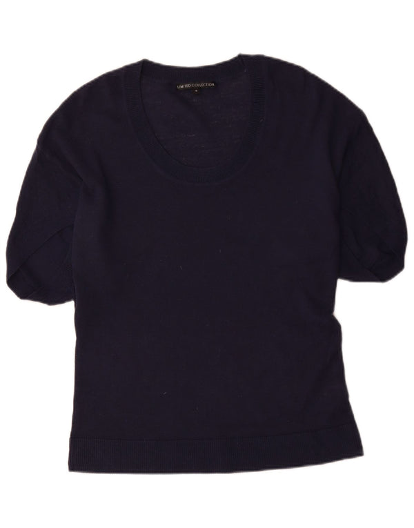Marks & Spencer Womens Boat Neck Jumper Sweater UK 12 Medium Navy Blue