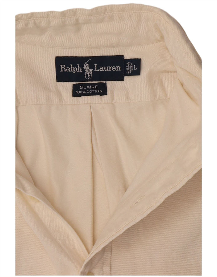 Ralph Lauren Mens Blaire Shirt Large Off White Cotton