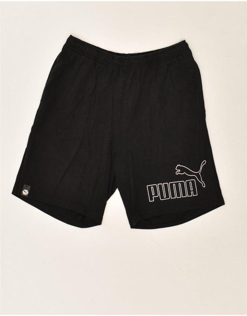 PUMA Mens Graphic Sport Shorts Small Black Cotton | Vintage Puma | Thrift | Second-Hand Puma | Used Clothing | Messina Hembry 