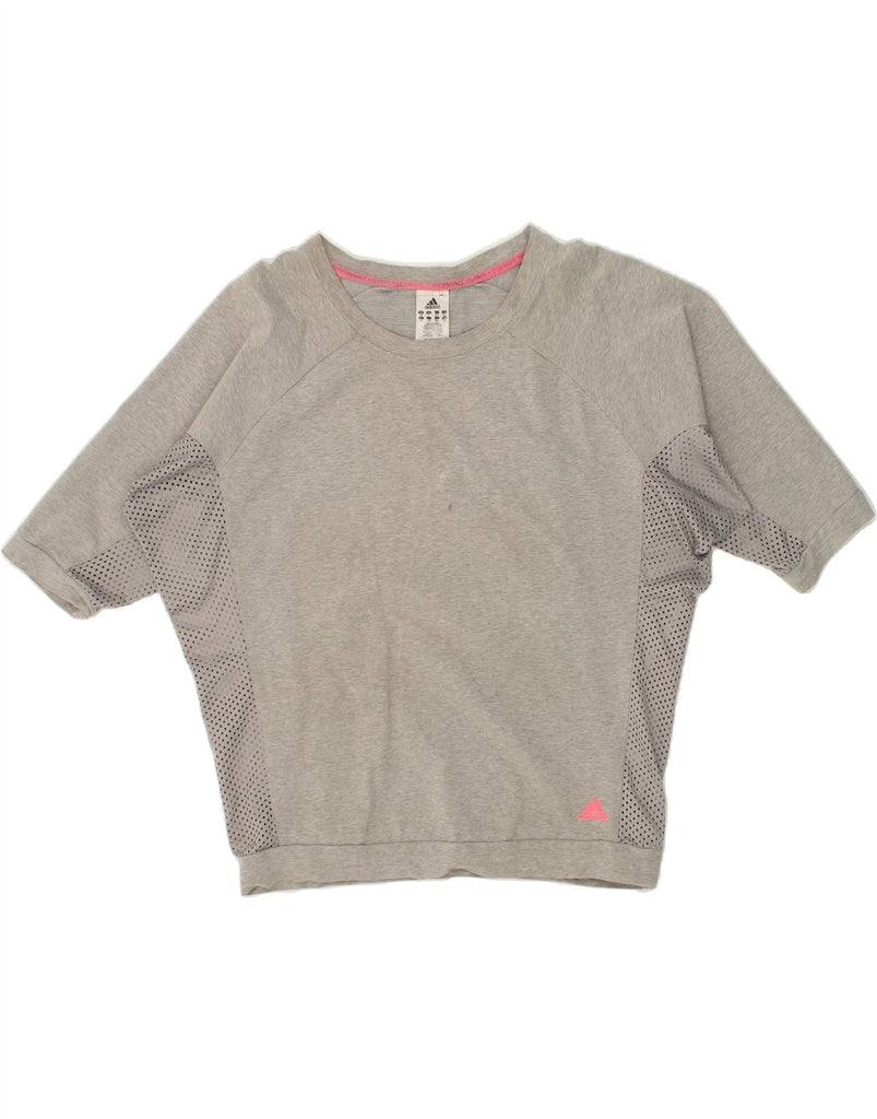 ADIDAS Womens Oversized Top 3/4 Sleeve UK 16/18 Large  Grey Colourblock | Vintage Adidas | Thrift | Second-Hand Adidas | Used Clothing | Messina Hembry 