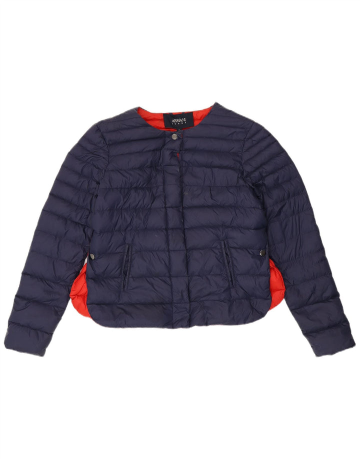 Armani Jeans Womens Padded Jacket IT 44 Medium Navy Blue Colourblock