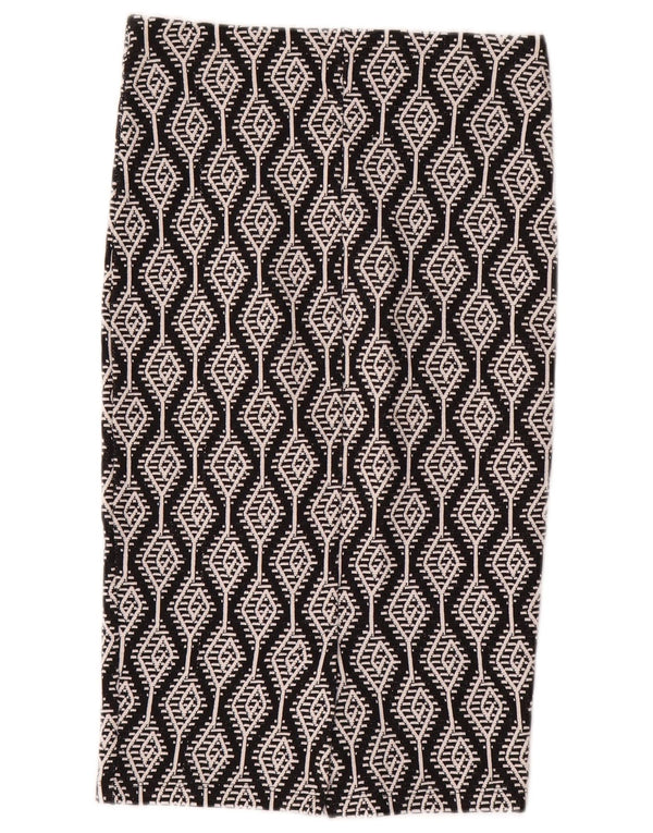 Zara Womens Straight Skirt Small W26  Black Ikat Cotton