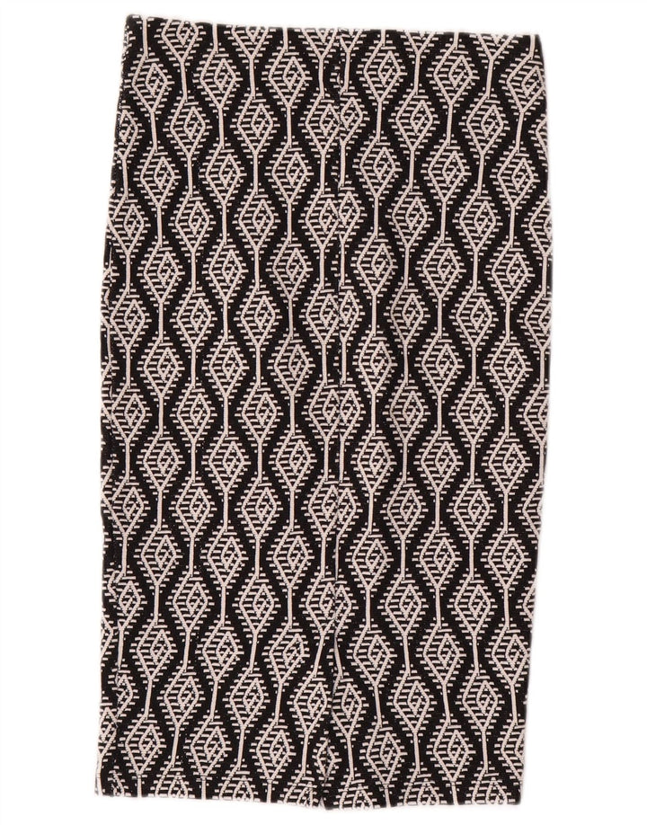Zara Womens Straight Skirt Small W26  Black Ikat Cotton