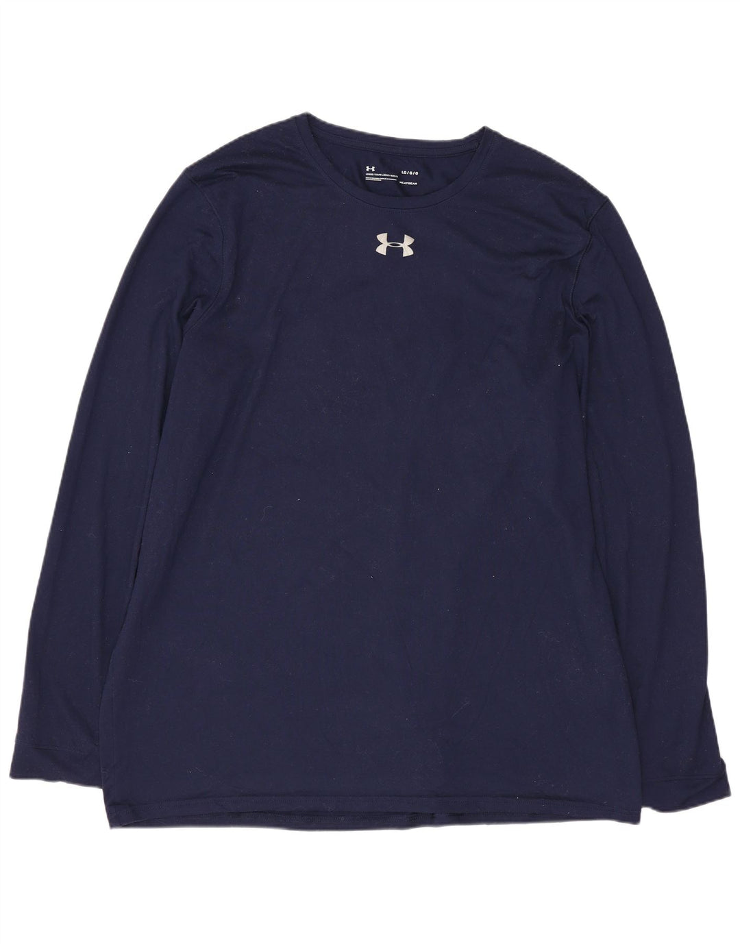 UNDER ARMOUR Mens Top Long Sleeve Large Navy Blue Polyester