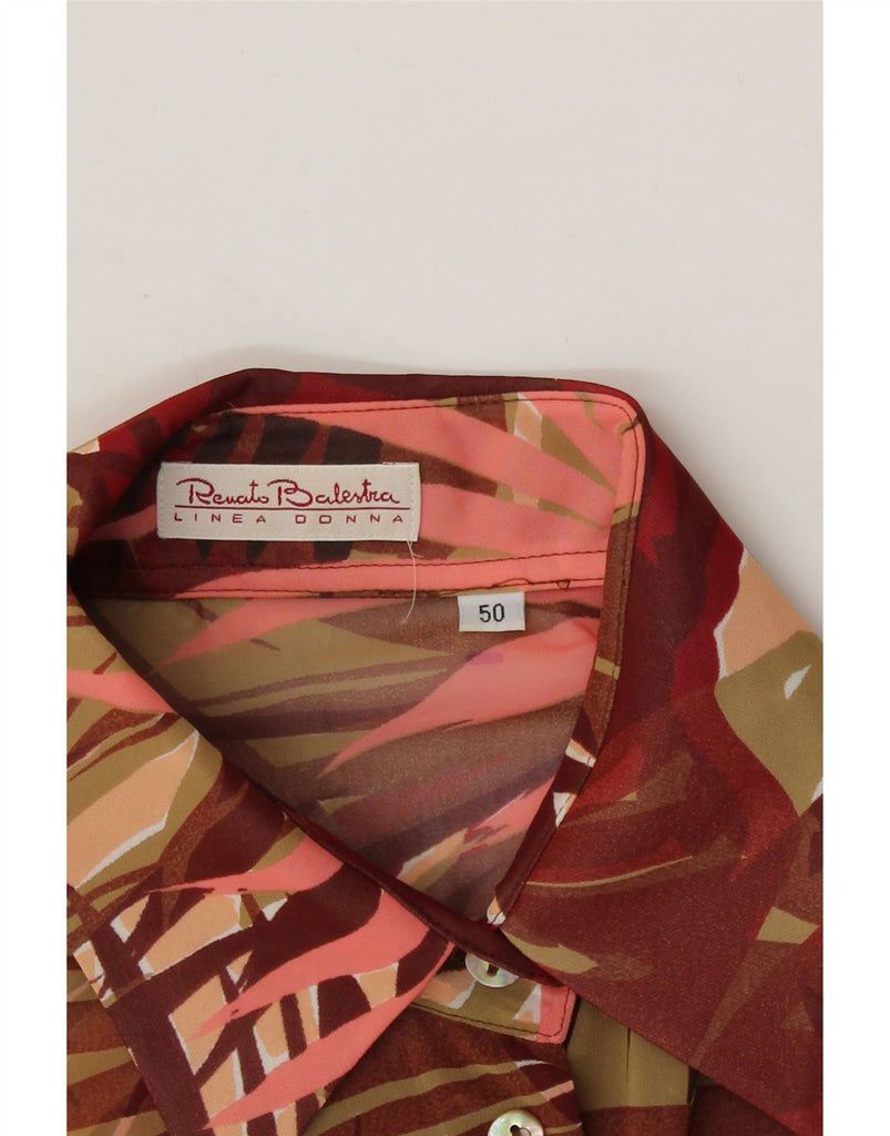 RENATO BALESTRA Womens See Through Short Sleeve Shirt IT 50 XL Red Floral Vintage Renato Balestra and Second-Hand Renato Balestra from Messina Hembry 