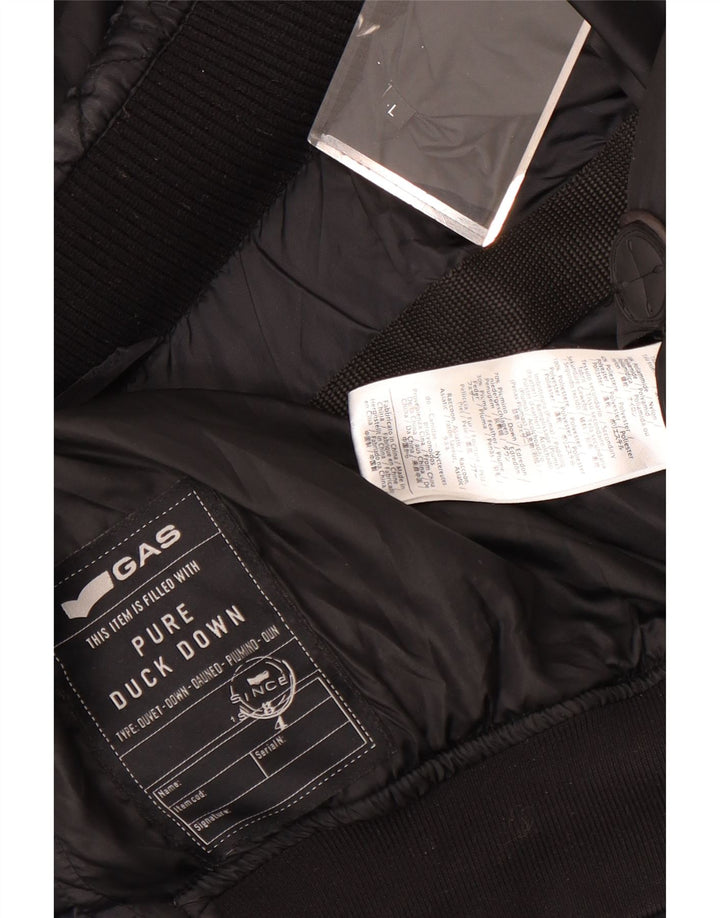 Gas Mens Hooded Padded Jacket UK 40 Large Black Polyamide