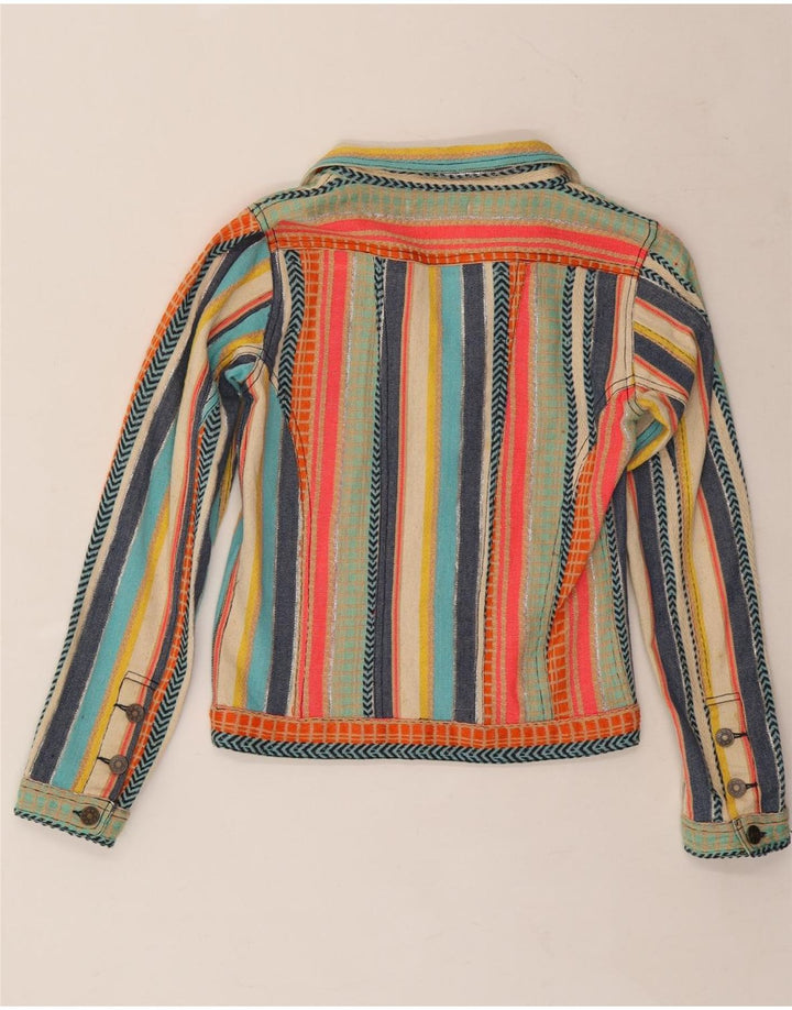 VINTAGE Womens Utility Jacket UK 12 Medium Multicoloured Striped Cotton